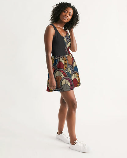 Black classic Kente Women's Scoop Neck Skater Dress