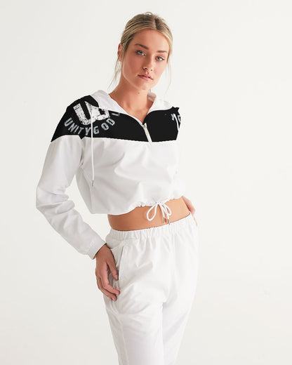 red UNITYGOD Logo Women's Cropped Windbreaker