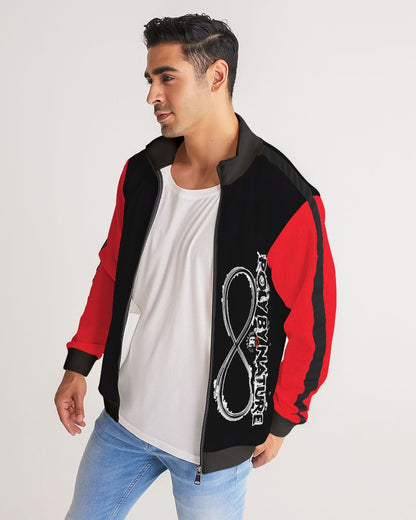 Poly By Nature Men's All-Over Print Stripe Sleeve Track Jacket