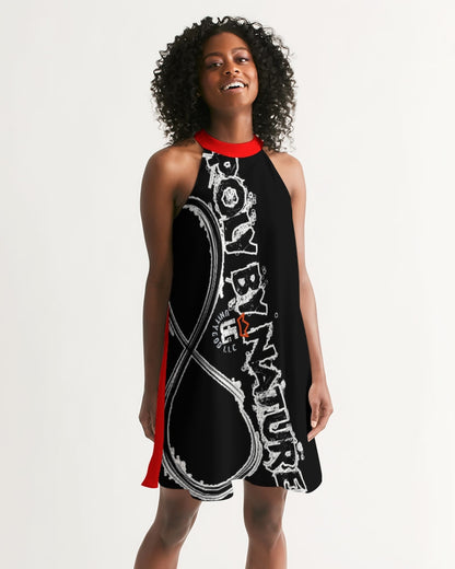 Poly By Nature Women's All-Over Print Halter Dress