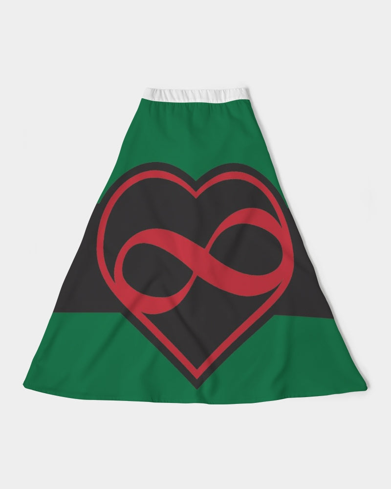 Black polyamorous flag Women's A-Line Midi Skirt
