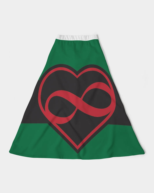 Black polyamorous flag Women's A-Line Midi Skirt