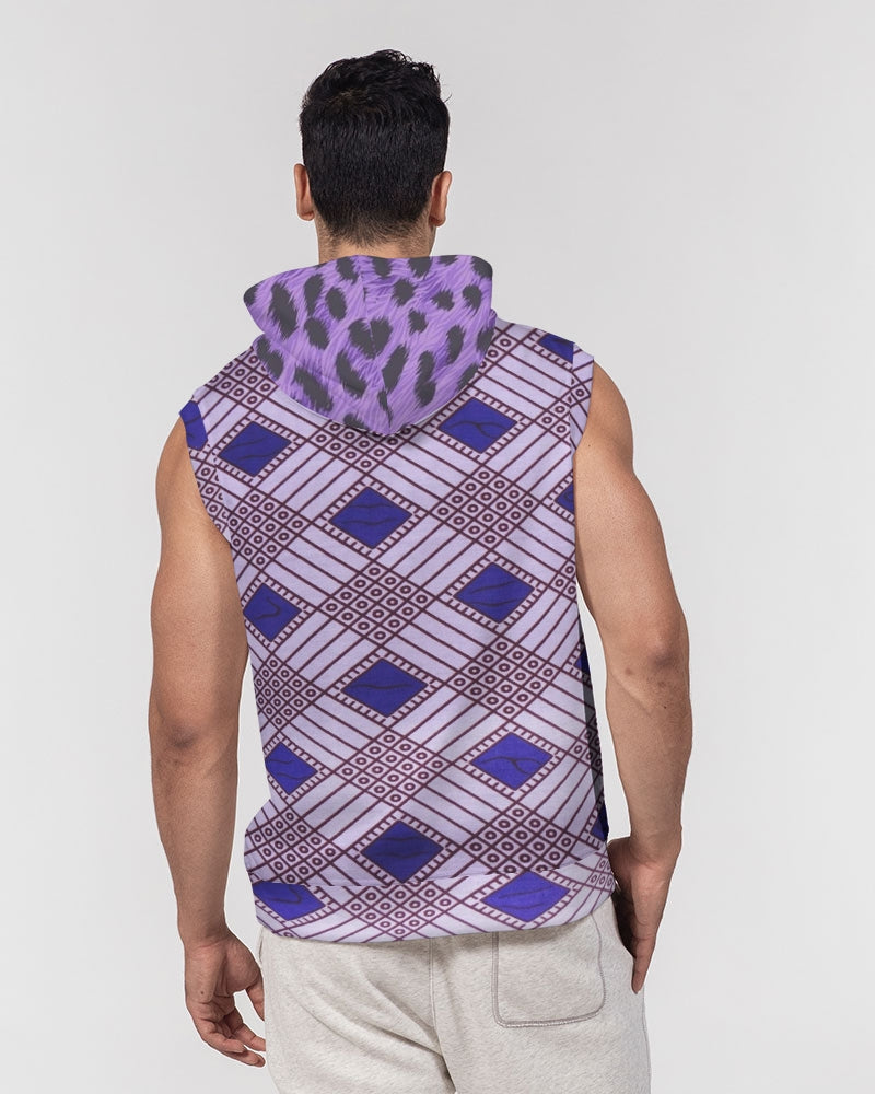 Purple Leopard Men's Premium Heavyweight Sleeveless Hoodie