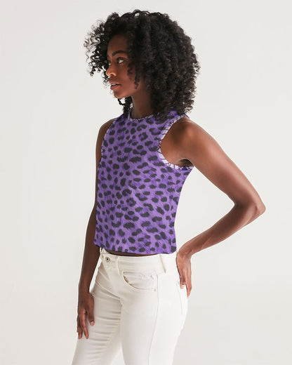 Purple Leopard Women's Cropped Tank