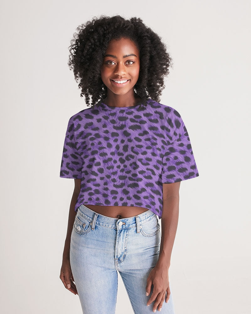 Purple Leopard Women's Lounge Cropped Tee