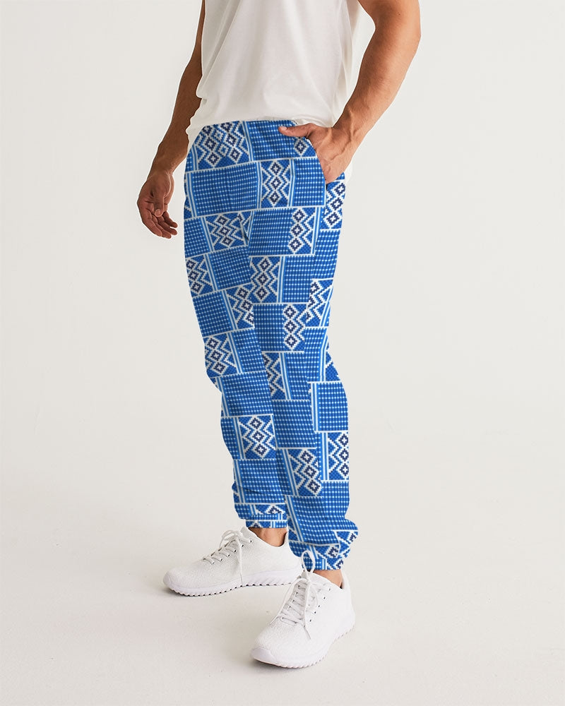Blue leopard kente Men's Track Pants