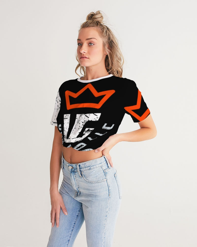 red UNITYGOD Logo Women's Twist-Front Cropped Tee