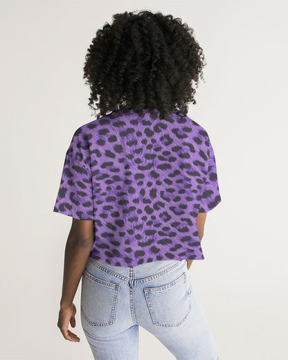 Purple Leopard Women's Lounge Cropped Tee