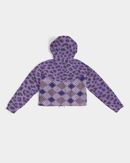 Purple Leopard Women's Cropped Windbreaker