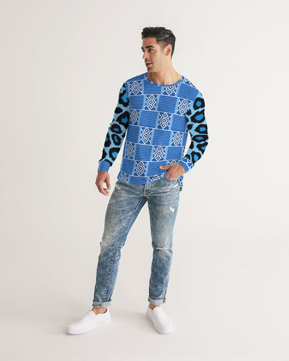 Blue leopard kente Men's Long Sleeve Tee