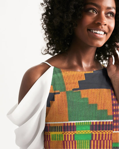 Kente Women's Open Shoulder A-Line Dress