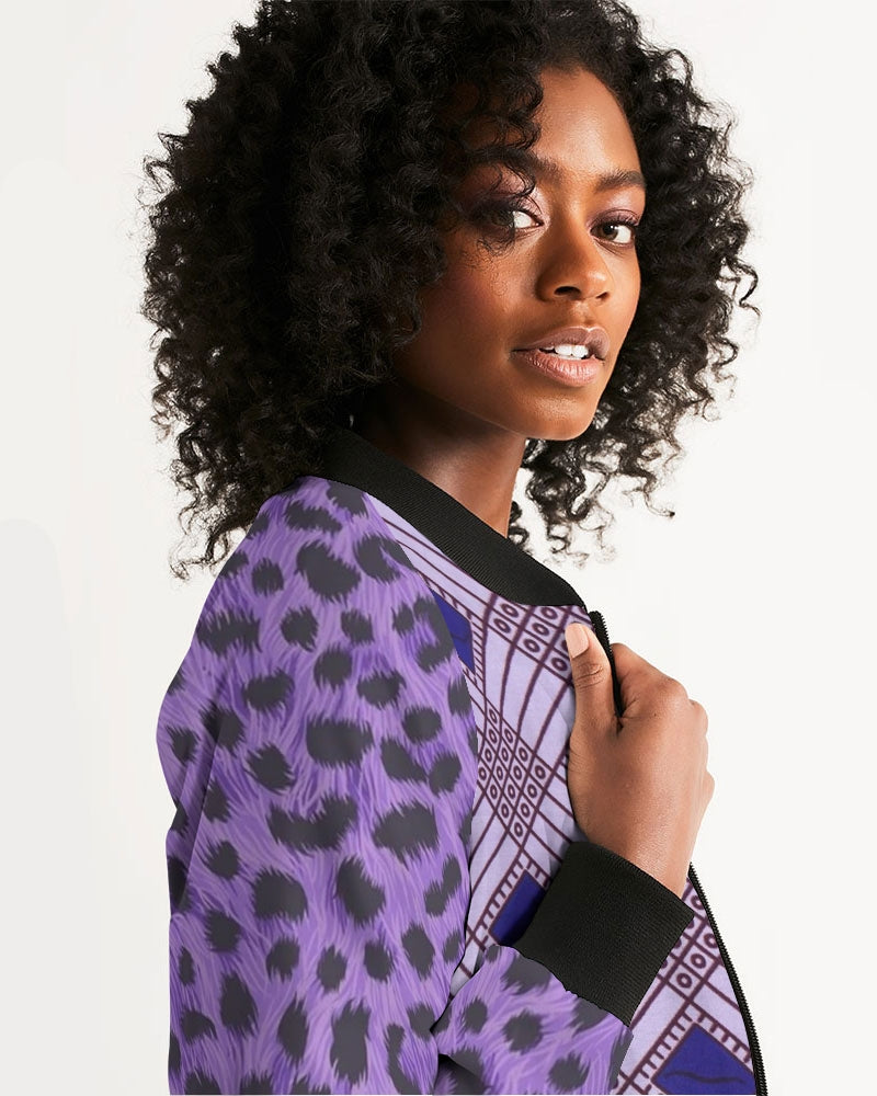 Purple Leopard Women's Bomber Jacket