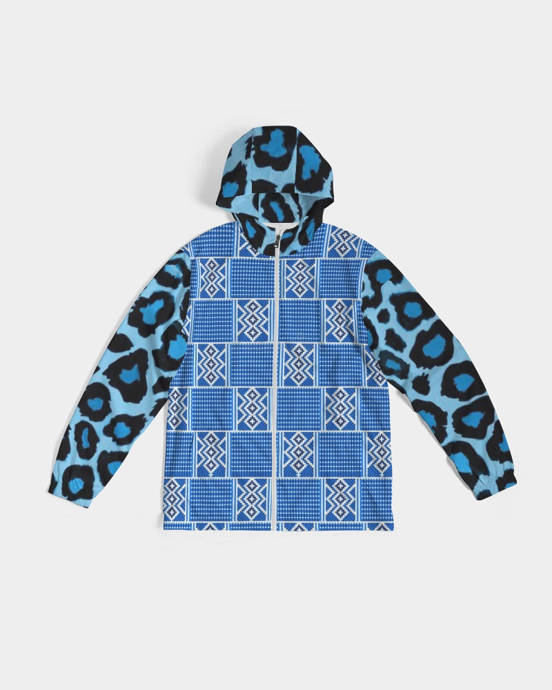 Blue leopard kente Men's Windbreaker