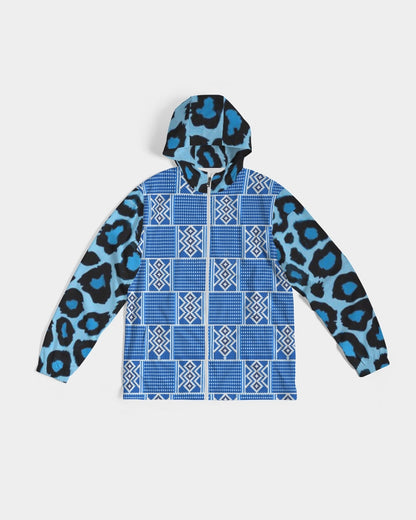 Blue leopard kente Men's Windbreaker