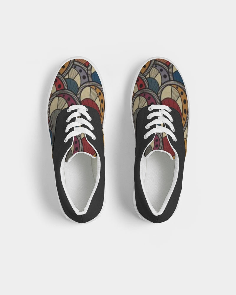 Black classic Kente Men's Lace Up Canvas Shoe