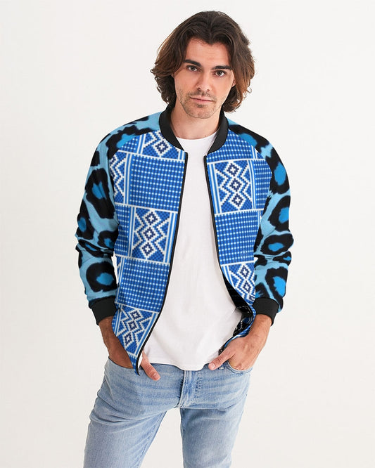 Blue leopard kente Men's Bomber Jacket