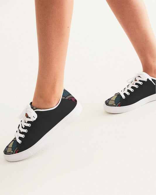 Black classic Kente Women's Faux-Leather Sneaker