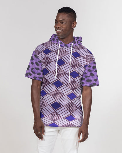 Purple Leopard Men's Premium Heavyweight Short Sleeve Hoodie
