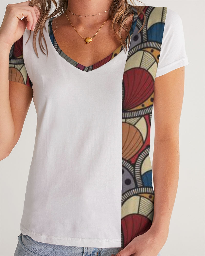 Classic Kente Women's V-Neck Tee