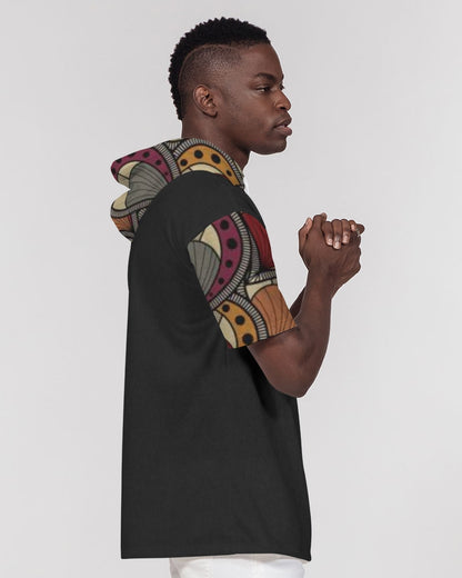 Black classic Kente Men's Premium Heavyweight Short Sleeve Hoodie