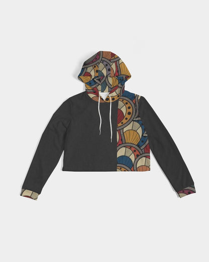 Black classic Kente Women's Cropped Hoodie