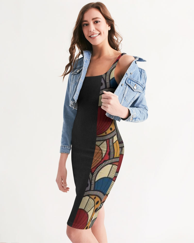 Black classic Kente Women's Midi Bodycon Dress