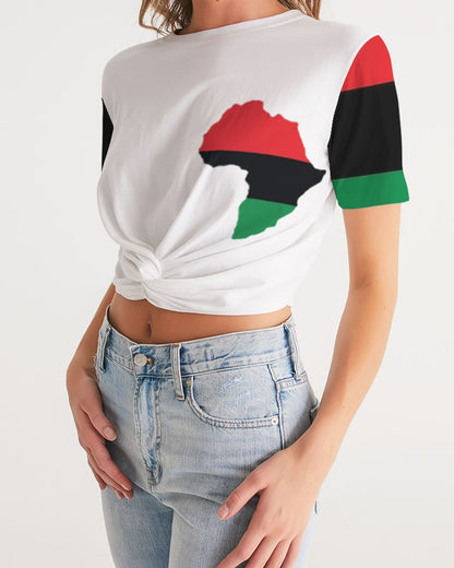 Pan African continental symbol Women's Twist-Front Cropped Tee