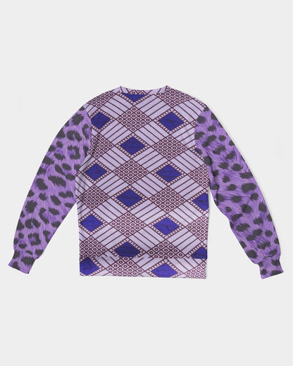 Purple Leopard Men's Classic French Terry Crewneck Pullover