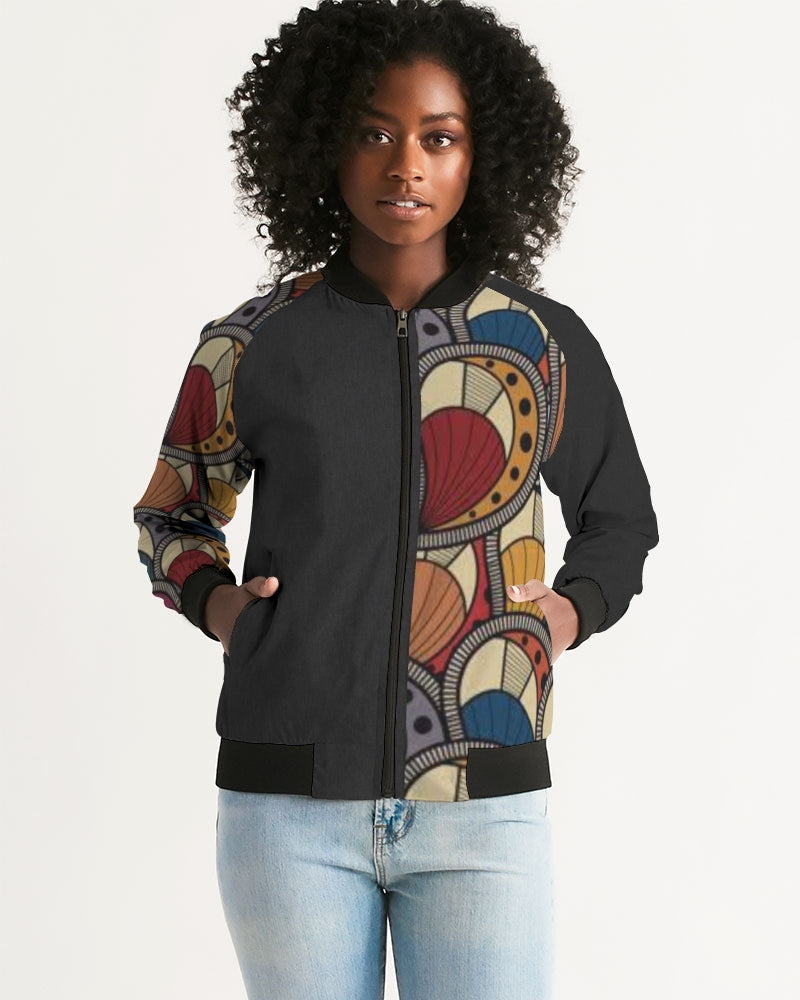 Black classic Kente Women's Bomber Jacket