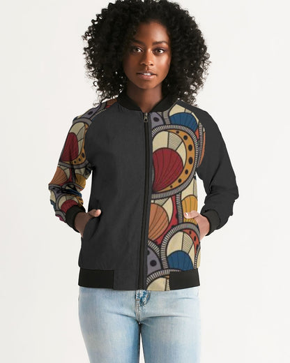 Black classic Kente Women's Bomber Jacket