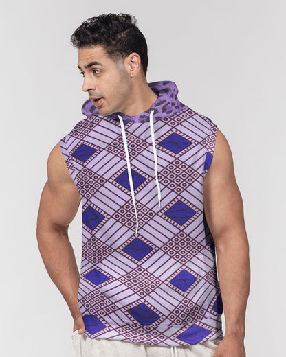 Purple Leopard Men's Premium Heavyweight Sleeveless Hoodie