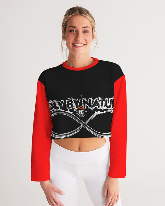 Poly By Nature Women's All-Over Print Cropped Sweatshirt