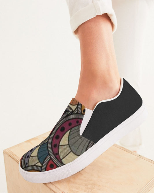 Black classic Kente Women's Slip-On Canvas Shoe