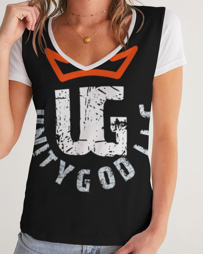 red UNITYGOD Logo Women's V-Neck Tee