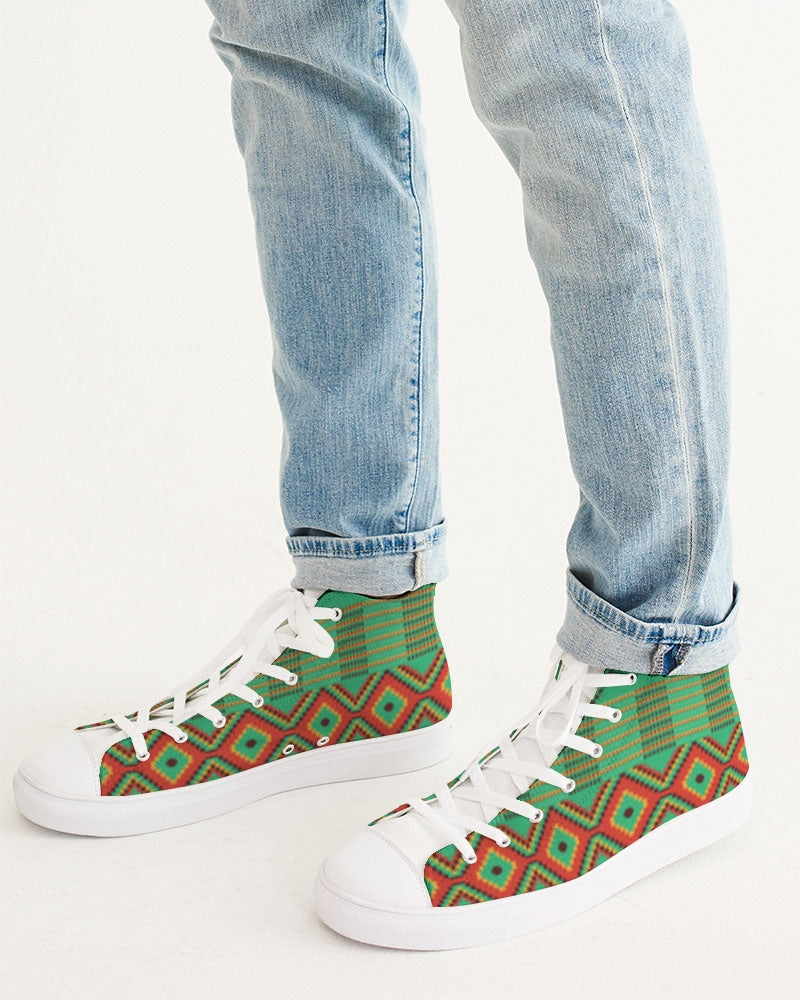 Kente variant 1 Men's Hightop Canvas Shoe
