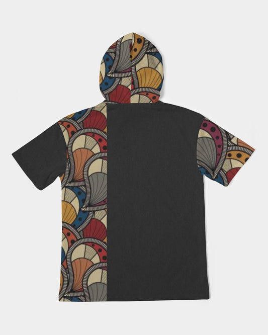Black classic Kente Men's Premium Heavyweight Short Sleeve Hoodie