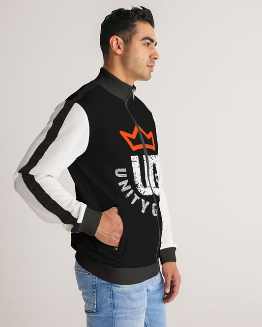 red UNITYGOD Logo Men's Stripe-Sleeve Track Jacket