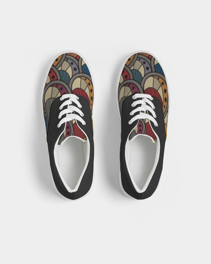 Black classic Kente Women's Lace Up Canvas Shoe