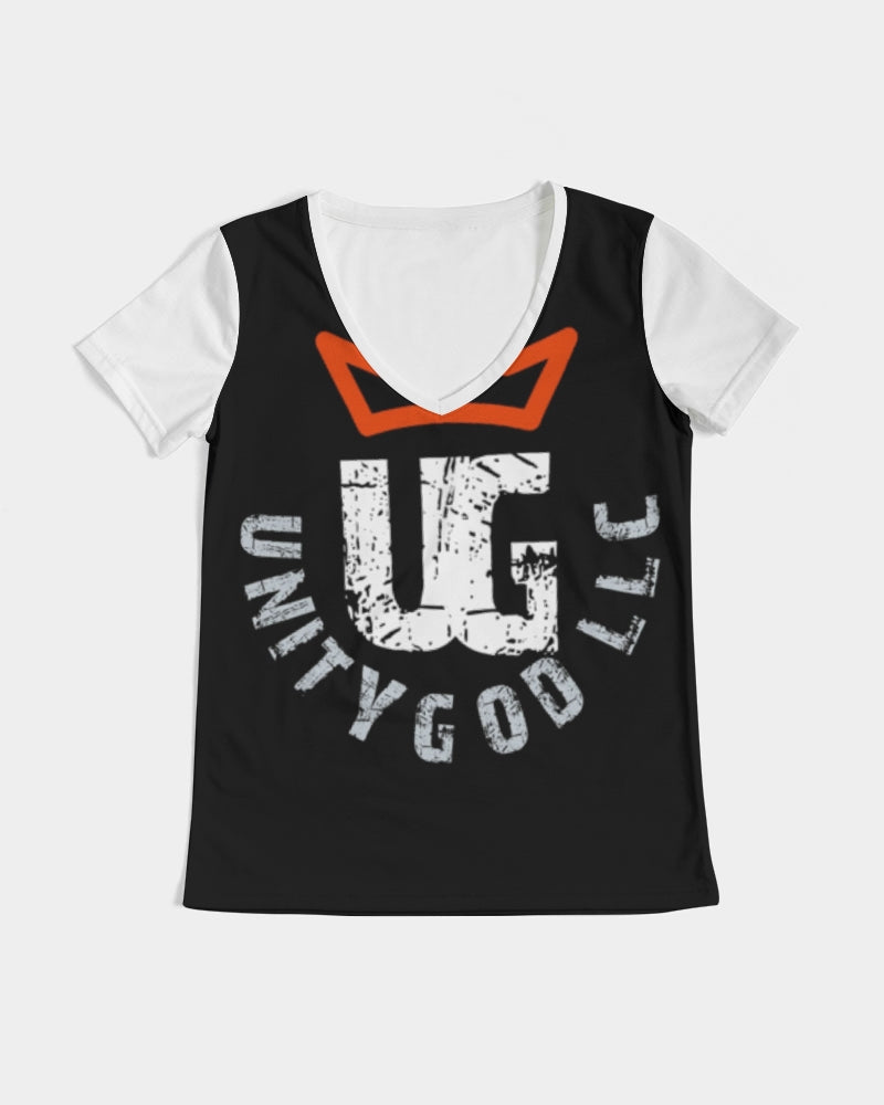 red UNITYGOD Logo Women's V-Neck Tee