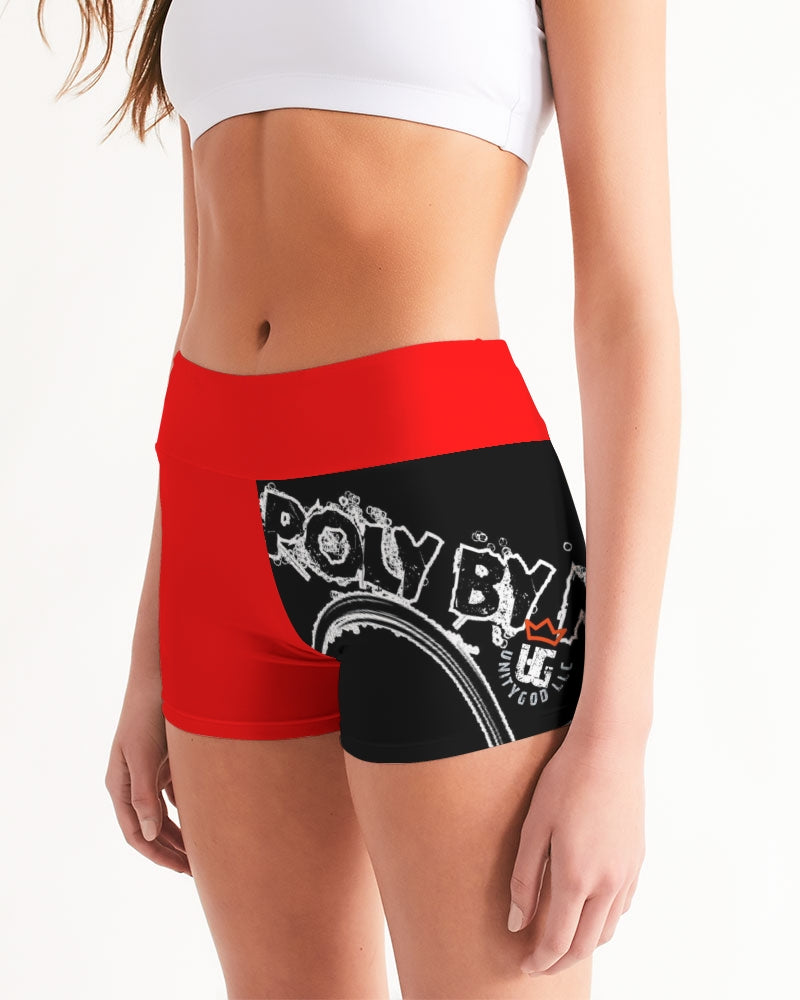 Poly By Nature Women's All-Over Print Mid-Rise Yoga Shorts