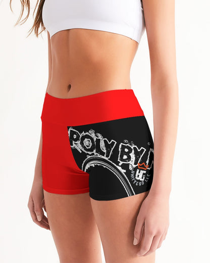 Poly By Nature Women's All-Over Print Mid-Rise Yoga Shorts