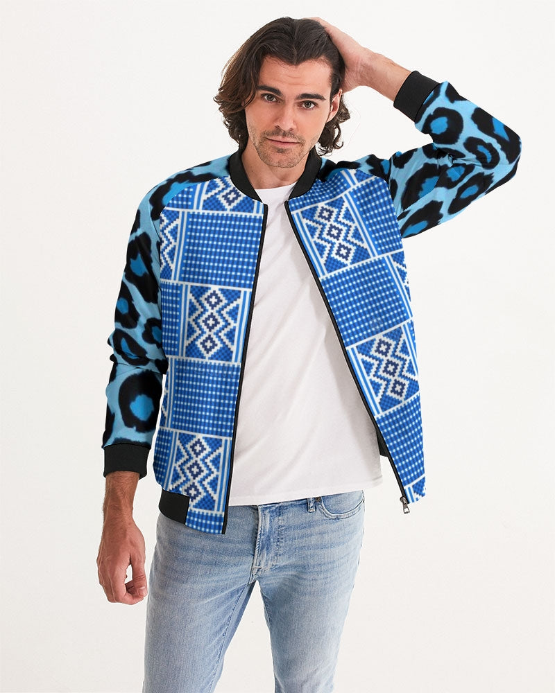 Blue leopard kente Men's Bomber Jacket