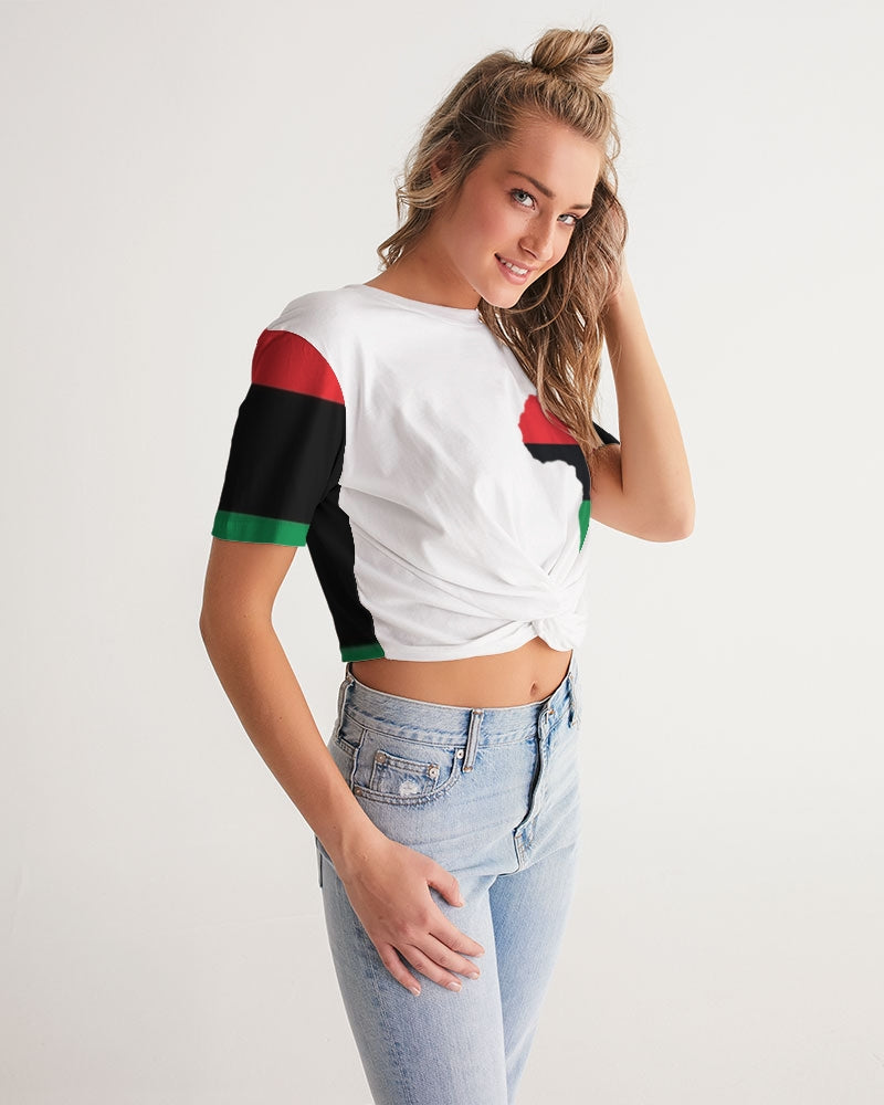 Pan African continental symbol Women's Twist-Front Cropped Tee