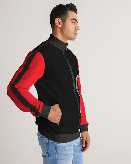 Poly By Nature Men's All-Over Print Stripe Sleeve Track Jacket