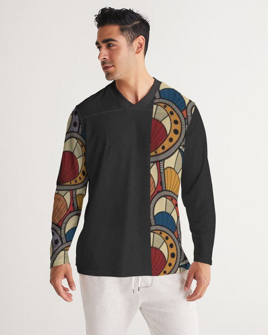 Black classic Kente Men's Long Sleeve Sports Jersey