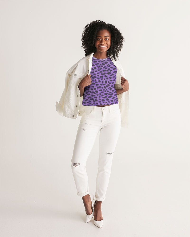 Purple Leopard Women's Cropped Tank