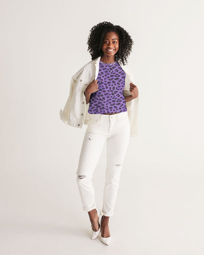 Purple Leopard Women's Cropped Tank