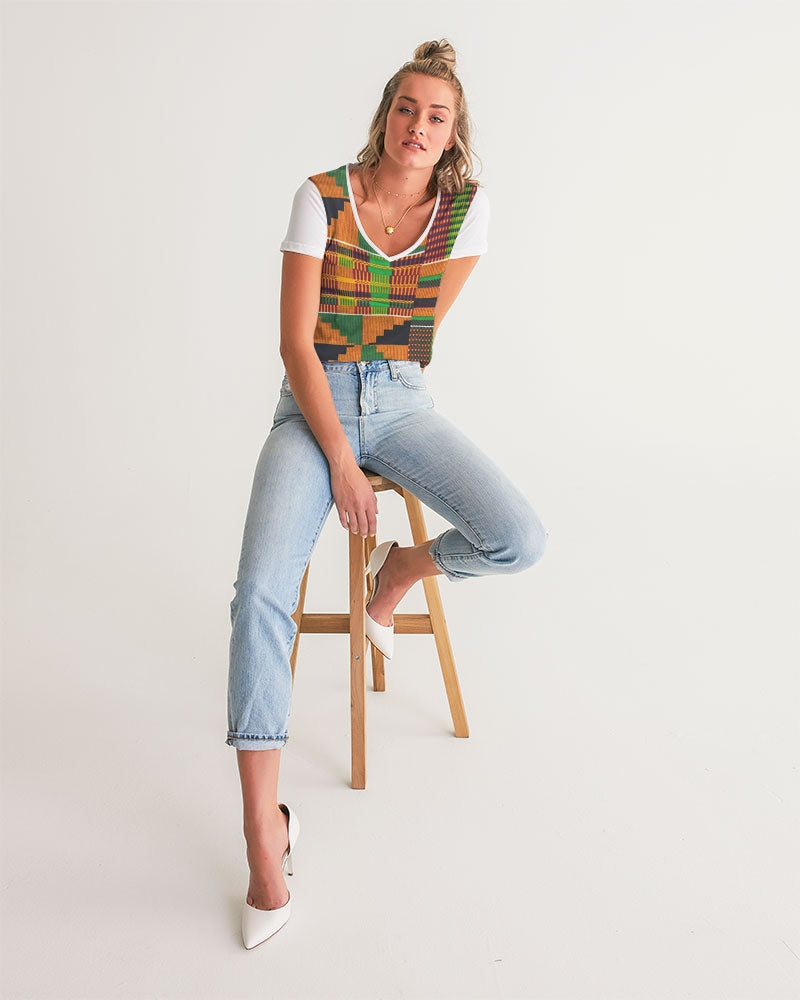 Kente Women's V-Neck Tee