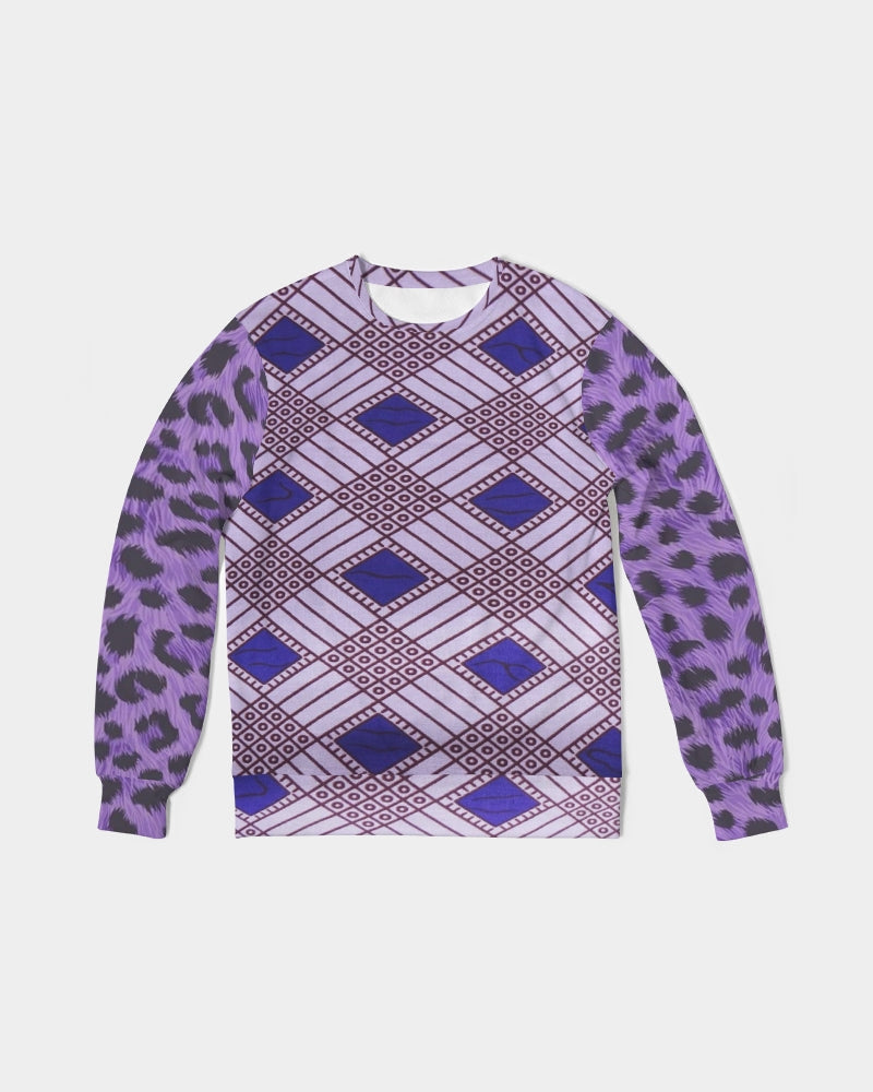 Purple Leopard Men's Classic French Terry Crewneck Pullover