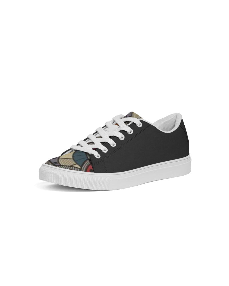Black classic Kente Women's Faux-Leather Sneaker